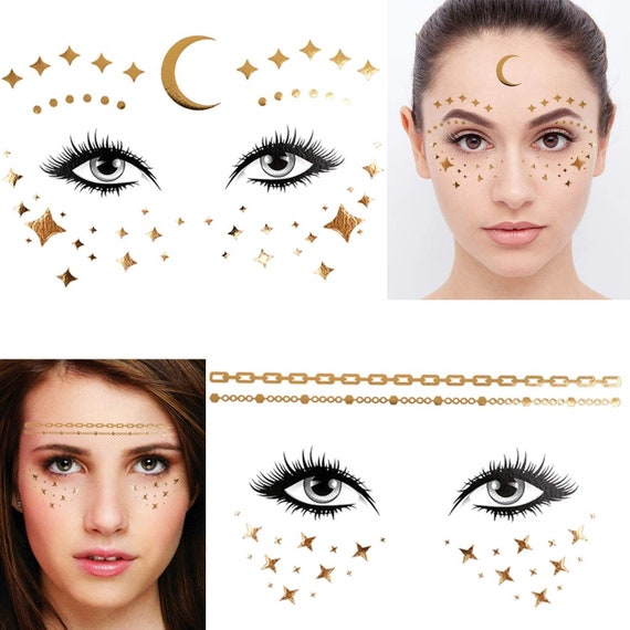 Moon Glitter Face Jewels Party Princess Costume Make Up Moon Glitter Face Jewels Party Princess Costume Make Up