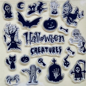Halloween Pumpkin Bat Clear Silicone Stamps DIY Embossing  Planner, Journal, Craft, Scrapbooking, Decoration