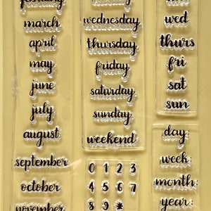 Calendar Week Month Clear Silicone Stamps DIY Embossing  Planner, Journal, Craft, Scrapbooking, Decoration
