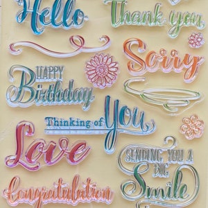 Celebrate Birthday Love Hello Thank You / Clear Stamp - Planner, Journal, Craft, Scrapbooking, Decoration