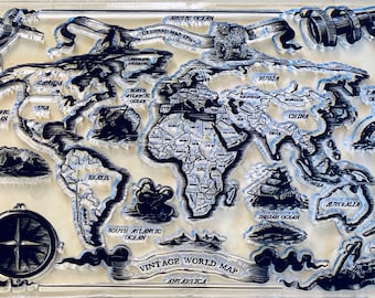 Mapa del mundo, sellos, álbumes de recortes, creación de tarjetas, planificación de viajes, educativo #19