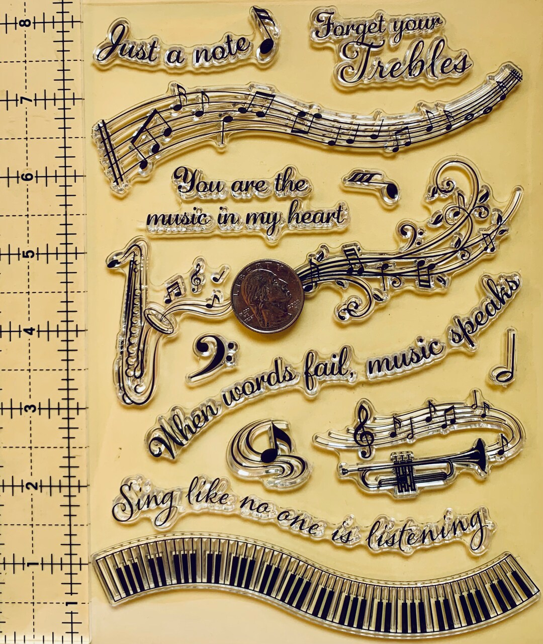 Music Notes Violin Clear Silicone Stamps DIY Embossing Planner, Journal ...