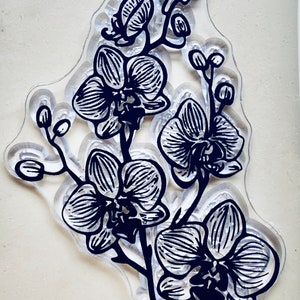 Sellos de silicona transparente con flor de orquídea, planificador de grabado en relieve, diario, manualidades, álbumes de recortes