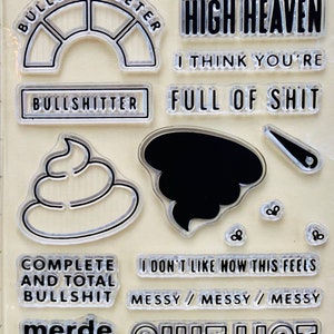 Bullshit Stamp Shit List, Pieno di merda, Cacca Emoji Stamp Bullshit Timbri in silicone trasparenti Fai da te, Diario, Artigianato, Scrapbooking, Decorazione