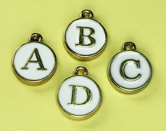 A - Z Alphabet Monogram Letter Double Face Enamel Charms Gold color 41*24mm pendants jewelry making Handmade craft