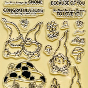 Gnome Knome Elfen Pilz Stempel mit Sprüchen für Kartenherstellung, Dekoration und Scrapbooking