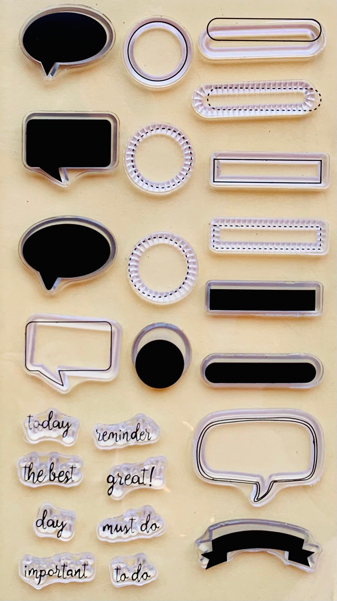 Thought Bubble Word Bubbles Pictures Post It Note Stamp Set / Clear ...