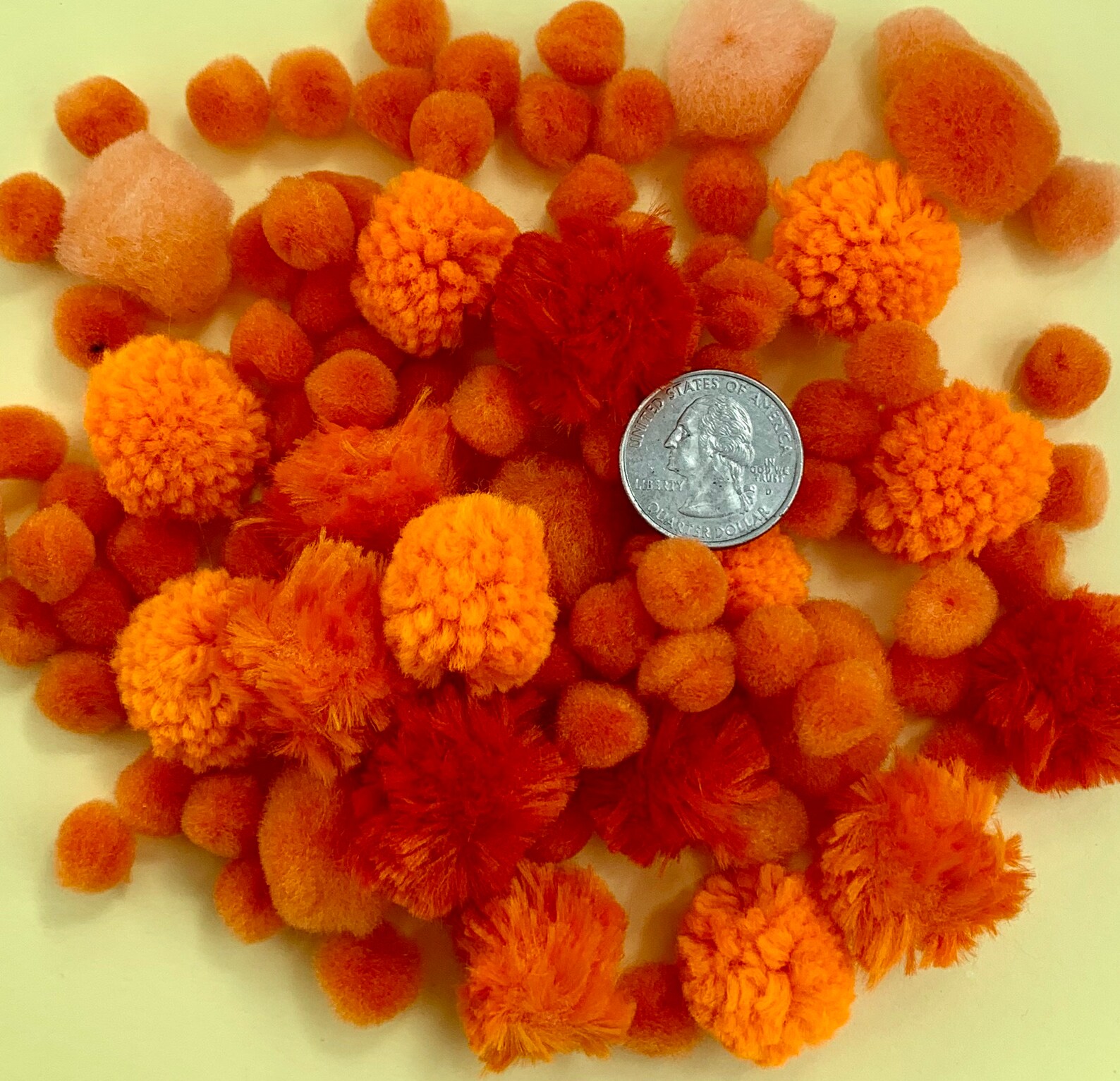 120 Mix of Orange Pom Poms Different Sizes Pom Poms Multi Etsy