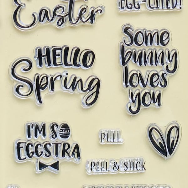 Happy Easter Spring Heart Silicone Stamp Clear Stamp Set - Card Making Baking Soap Stamping Planner Journal Craft Scrapbooking