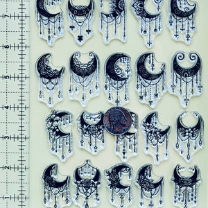 Mondphasen, Vollmond, Halbmond, Mond, Traumfänger, Clear Stamp Set - Planer, Journal, Handwerk, Scrapbooking, Dekoration