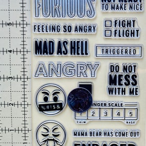Vloekwoorden Mad Angry Furious Shit Fuck Angry Emoji Duidelijke siliconen stempels DIY Embossing Planner, Journal, Craft, Scrapbooking, Decoration