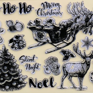 Santa Noel Snowflake Christmas Clear STAMP for Card Making Decoration and Scrapbooking