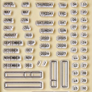 Calendario Semana Mes Día Sellos de silicona transparentes Planificador de estampado DIY, Diario, Manualidades, Álbumes de recortes, Decoración