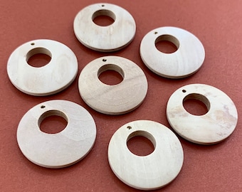 10 Pcs Wood Hoop Earring Blanks, Geometric Earrings, Unfinished Earrings ,Wood Jewelry, Round Shape beads, DIY Unfinished earrings