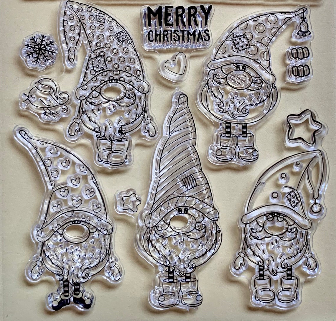 Gnome Elf Christmas Rubber Clear STAMP With Sayings for Card Etsy
