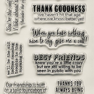 8-delige stempelset / Sassy Best Friends / Clear Stamp - Planner, Journal, Craft, Scrapbooking, Decoration