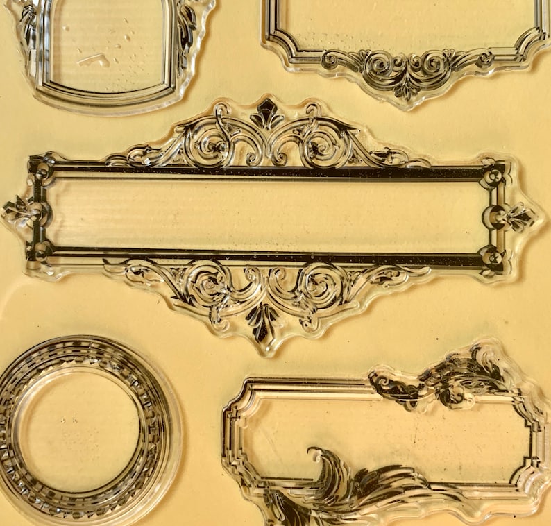 6pc Stamp Set / Clear Stamps / Vintage Label Theme Clear Stamp Etsy