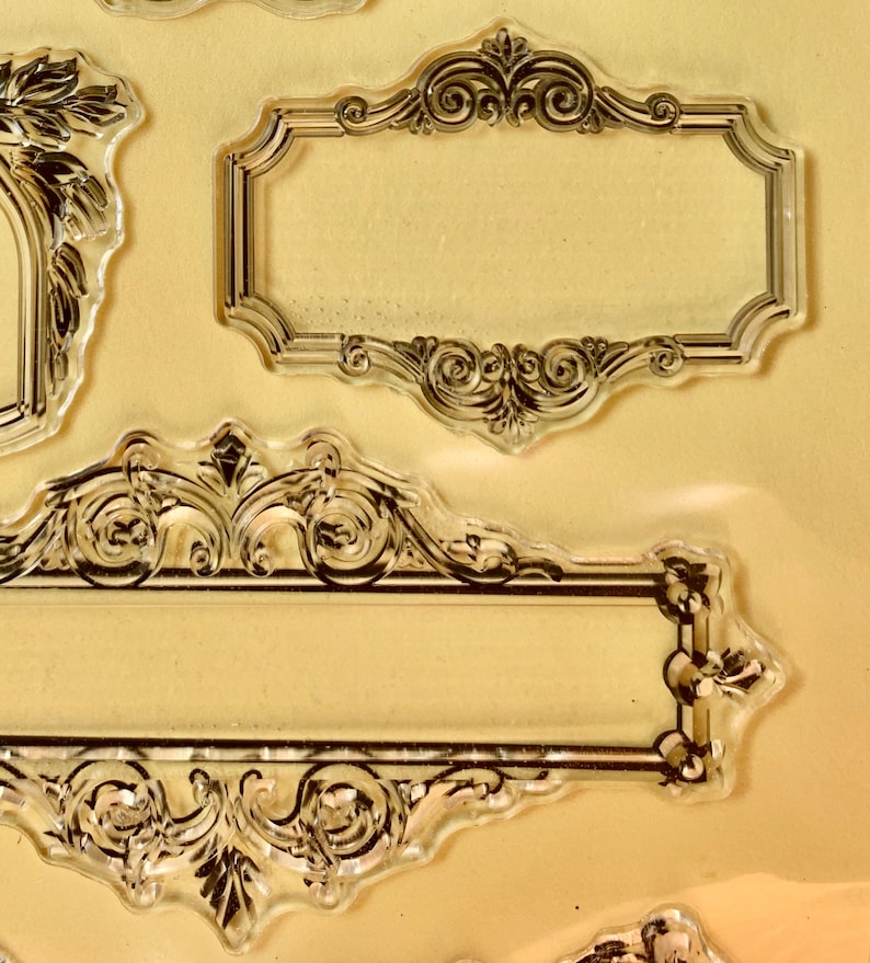 6pc Stamp Set / Clear Stamps / Vintage Label Theme Clear Stamp Etsy