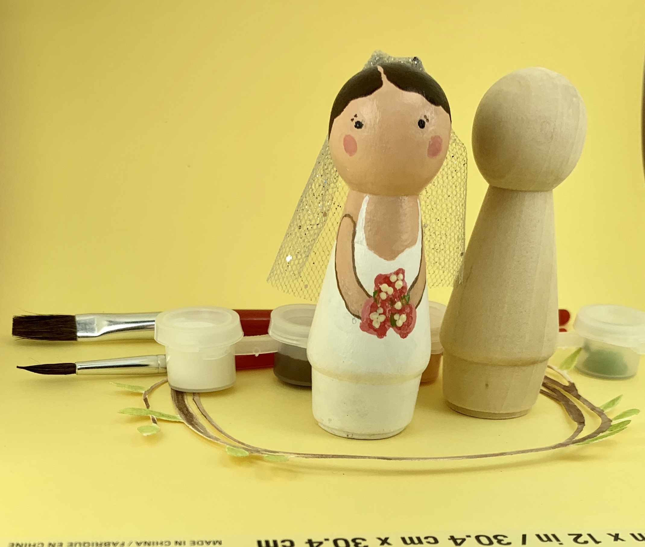 DIY Peg Doll Kit Make Your Own Bride With Vail All Materials - Etsy