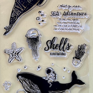 Dolphin Save Ozean Wal Qualle Durchsichtig Silikon Stempel DIY Embossing Planer, Journal, Handwerk, Scrapbooking, Dekoration