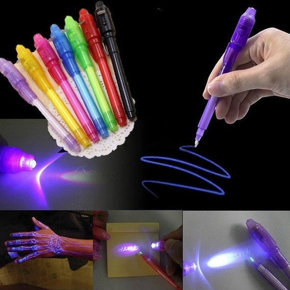 4x Spy Pen Invisible Ink UV Light Magic Secret Messages Party Kids UK 