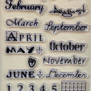Month Dates Calendar Stamp Set / Calendar / Planner / Clear Stamp - Planner, Journal, Craft, Scrapbooking, Decoration