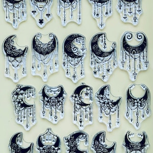Mondphasen, Vollmond, Halbmond, Mond, Traumfänger, Clear Stamp Set - Planer, Journal, Handwerk, Scrapbooking, Dekoration