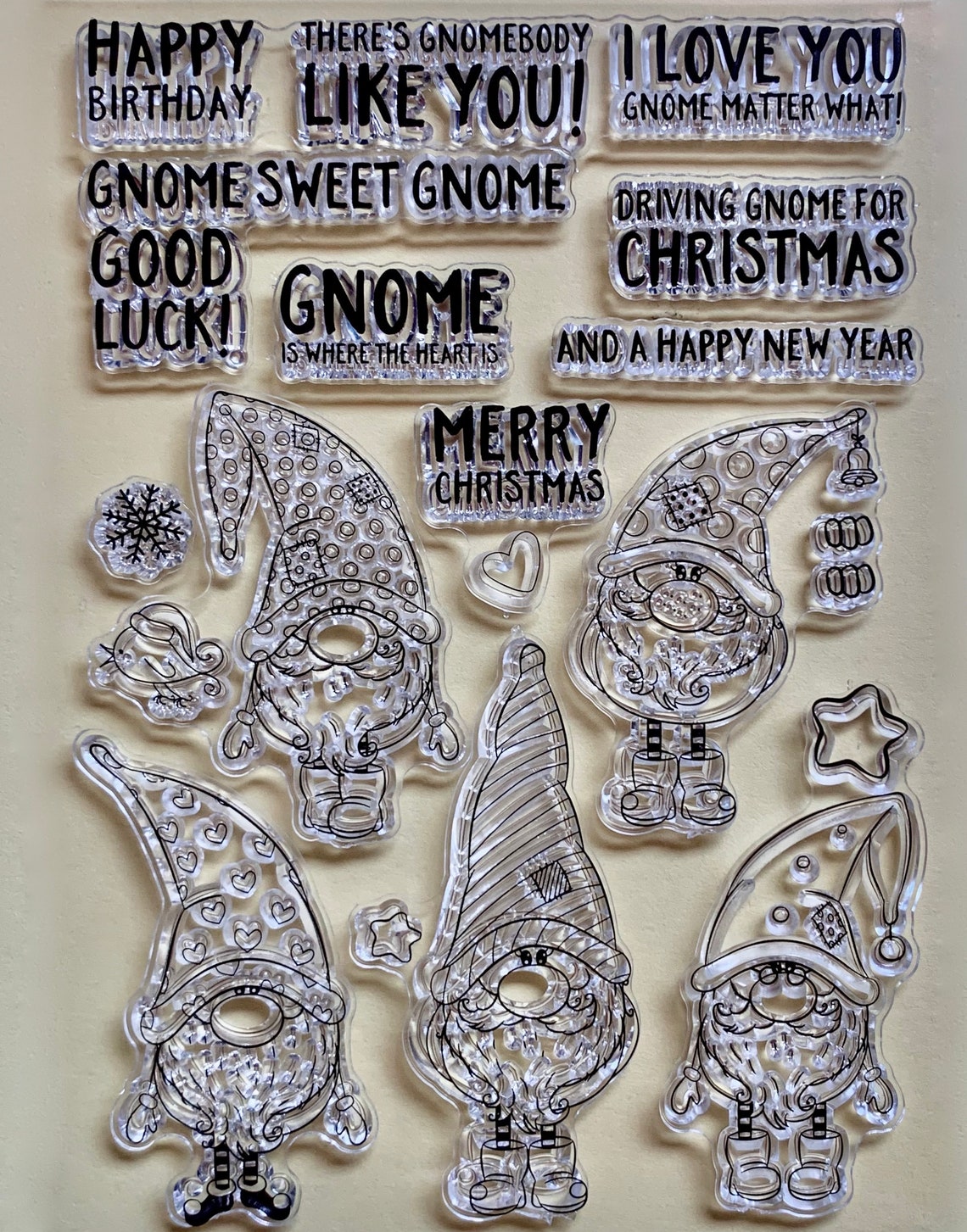 Gnome Elf Christmas Rubber Clear STAMP with sayings for Card | Etsy