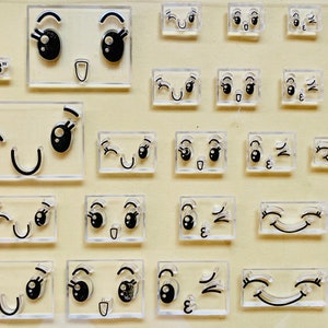 Conjunto de carimbo transparente Emoji de rosto - planejador, diário, artesanato, álbum de recortes, decoração