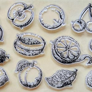 Fruit Clear Stamp Strawberry Cherry Lemon Melon Clear STAMP Planner, Journal, Craft, Scrapbooking, Decoration