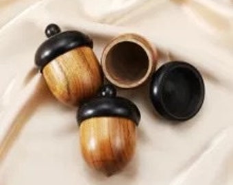 1 Wood Acorn Nut Keepsake Screw On Cremation Urn Secret Memorial Vial Prayer Box