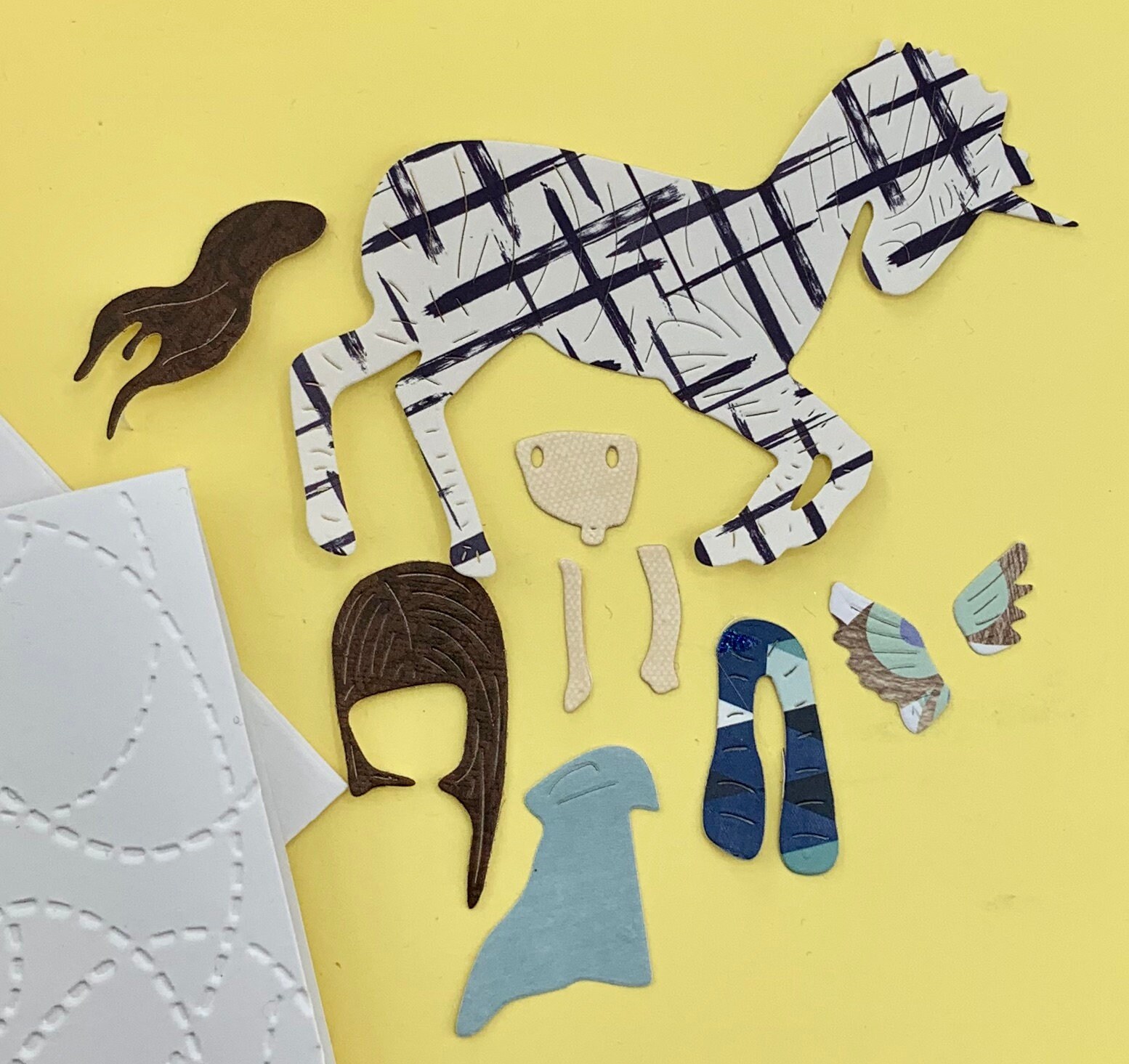 DIY Girl with Unicorn Paper Doll Card Kit Heavy CardStock Etsy