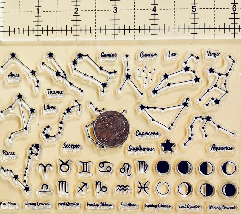 Zodiac Astrology Stars Constellations Moon Phases Clear Silicone Stamps ...