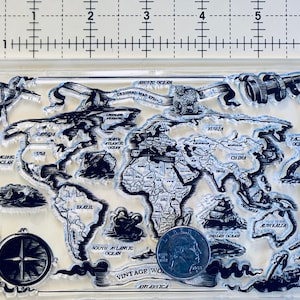 World Map Stamp scrapbooking card making trip planning educational
