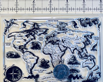 Mapa del mundo, sellos, álbumes de recortes, creación de tarjetas, planificación de viajes, educativo #19