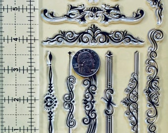 Bordas e Cantos Ornamentados - Carimbos de Silicone Transparentes para Relevo DIY em Planejadores, Diários, Artesanato, Scrapbooking e Decoração #36