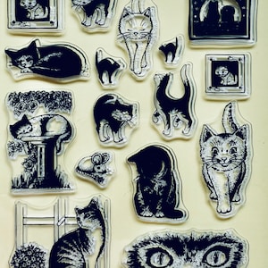 Cats - Clear Silicone Stamps DIY, Embossing, Planner, Journal, Craft, Scrapbooking, Decoration