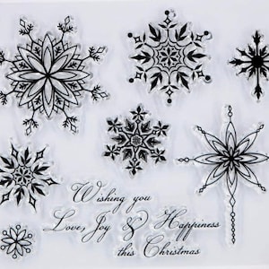 Copo de nieve deseando que te encante alegría Navidad Goma Clear STAMP para la decoración de tarjetas y scrapbooking
