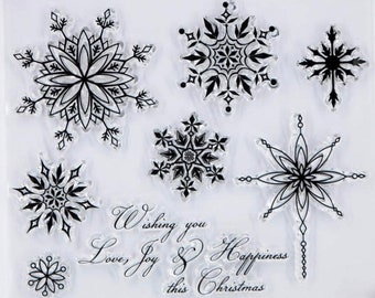 Snowflake Wishing You Love Joy Christmas Rubber Clear STAMP for Card Making Decoration and Scrapbooking