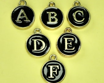 A - Z Monogram & Name Alphabet Letter Double Face Enamel Charms Gold color 41*24mm pendants jewelry making Handmade craft