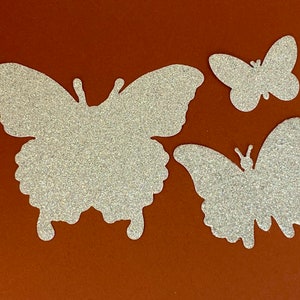 3 Silver Glitter Iron On Patch Butterflies Flexible Washable
