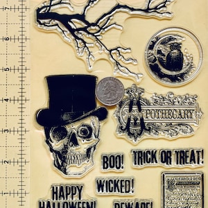 Halloween Skull Boo Owl Music Clear Silicone Stamps DIY Embossing  Planner, Journal, Craft, Scrapbooking, Decoration
