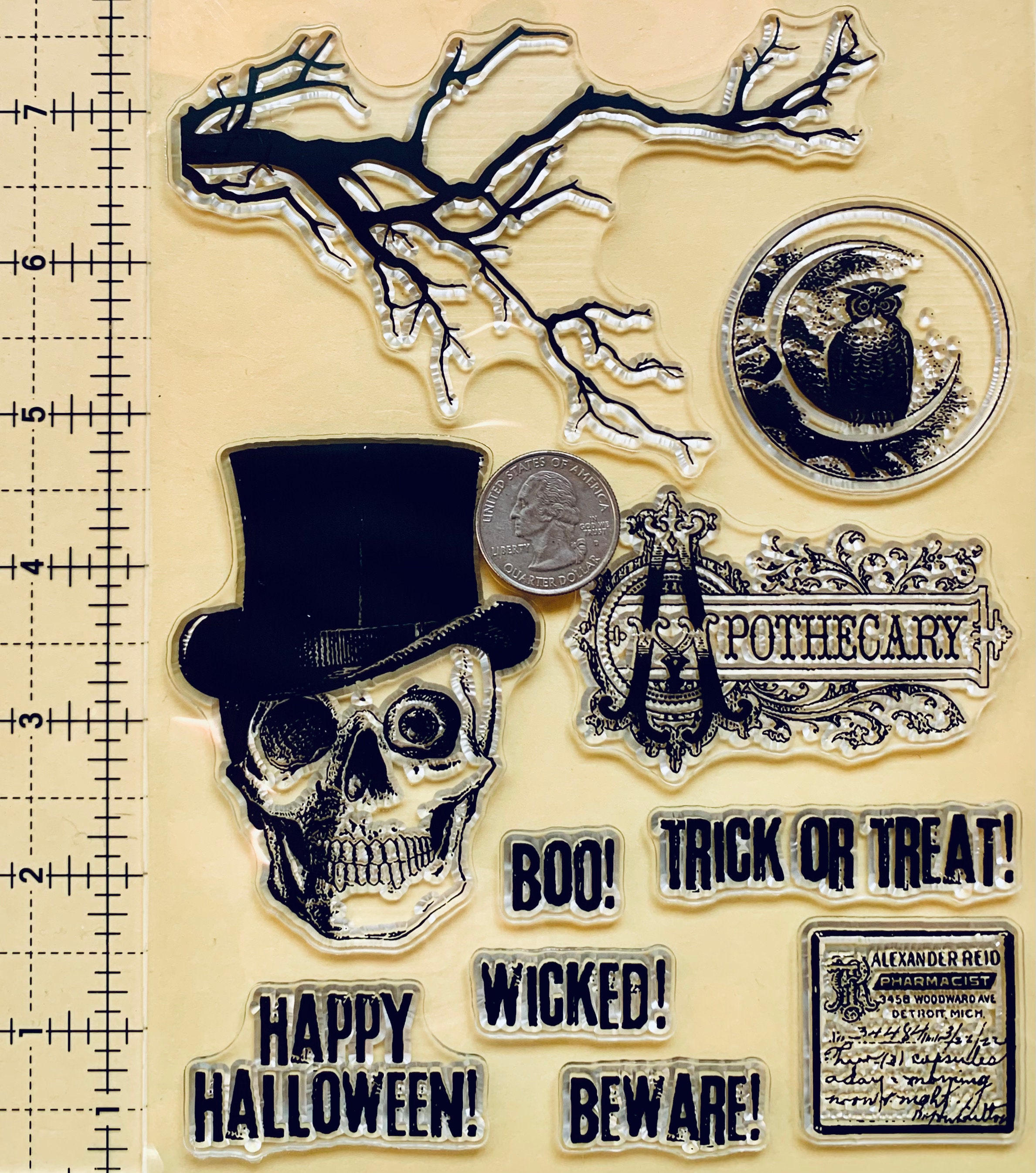 Halloween Skull Boo Owl Music Clear Silicone Stamps DIY Embossing  Planner, Journal, Craft, Scrapboo