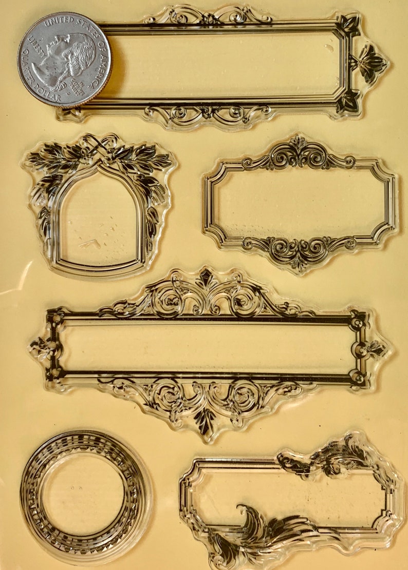 6pc Stamp Set / Clear Stamps / Vintage Label Theme Clear Stamp Etsy