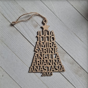 Personalized Family Name Wooden Christmas Ornament