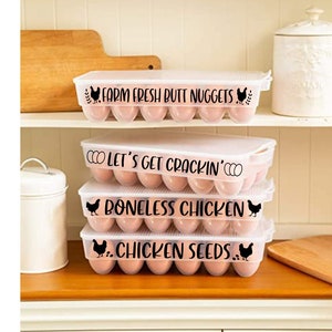 egg carton decal stickers, reusable egg holder labels, farm fresh butt nuggets, farm house funny egg carton, custom decals for egg holder