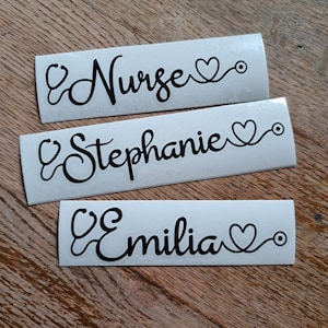 Stethoscope Script Name Decal, Nurse Gift
