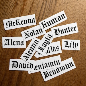 Old English Custom Name Decal, Personalized Medieval Style