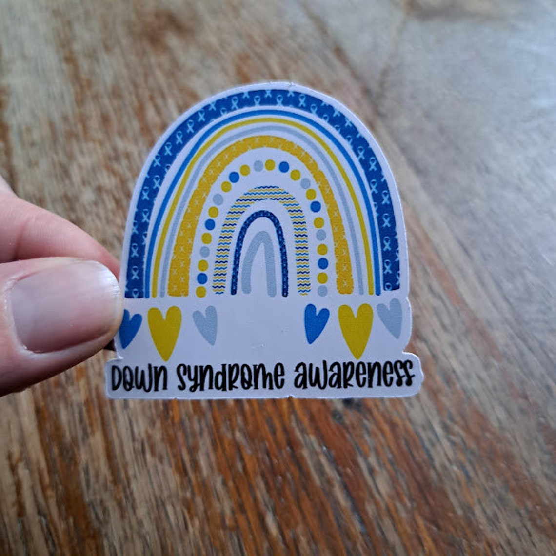 Down Syndrome Awareness Rainbow Sticker, Blue and Yellow Vinyl Decal - Etsy