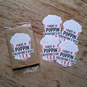 Autocollants POPPIN' pour la Saint-Valentin pour sacs de pop-corn, idées cadeaux pour la classe, stickers pour la Saint-Valentin pour la classe, cadeau pour camarades de classe,